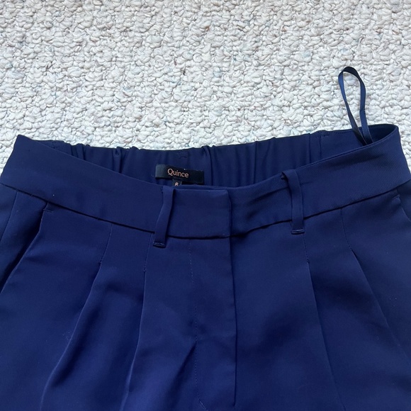 Quince Navy Wide-Leg Pleated Trousers – Size 6 - Picture 2 of 4
